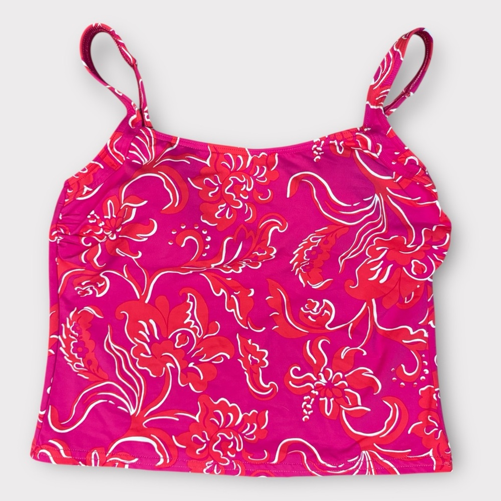 Lands' End Tankini Swimsuit Bathing suit Pink and White Floral, Women’s size 6